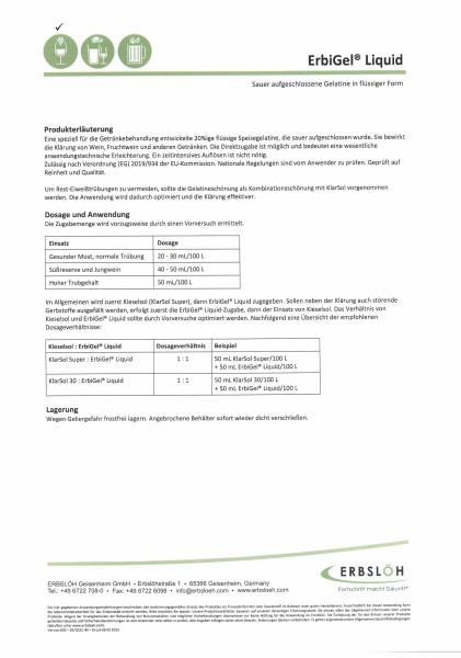 Erbigel Liquid Gelatine